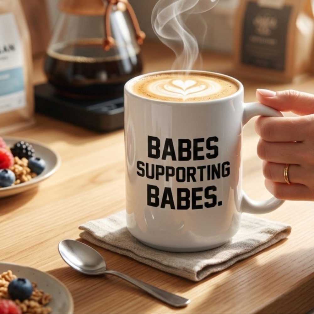 Brunette The Label Mug Babes Supporting Babes White Ceramic Coffee Cup Work Gift